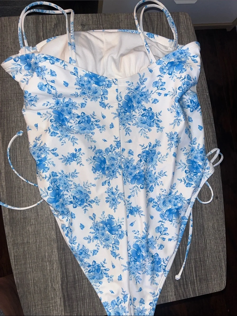 Wild Fable blue floral print one piece swimsuit